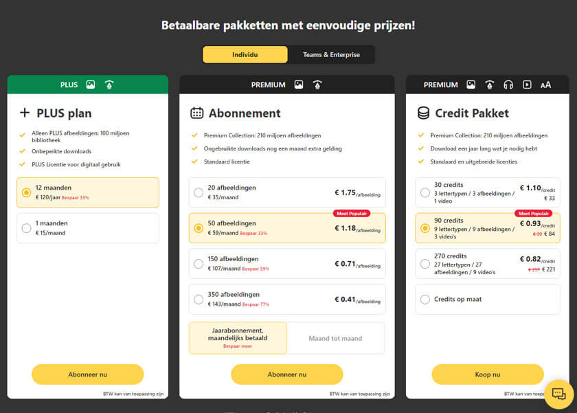 Jimdo prijzen 123RF prijzen