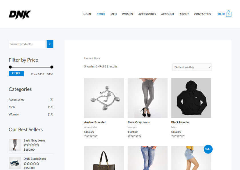 Astra theme WooCommerce voorbeeld