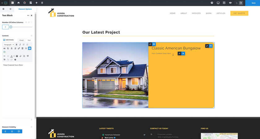 Avada theme live visual builder Avada theme live visual builder