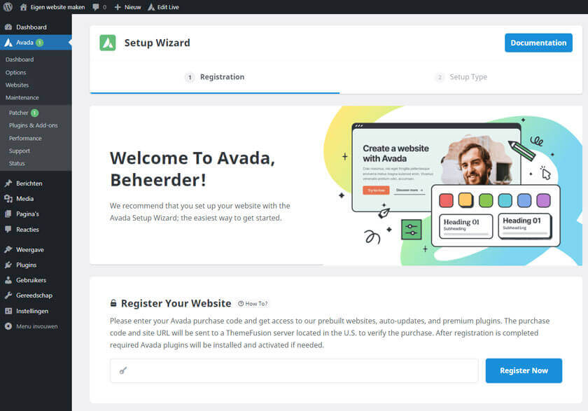 Avada theme na installatie Avada theme na installatie