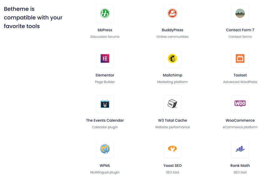 BeTheme compatible plugins BeTheme plugins compatibel