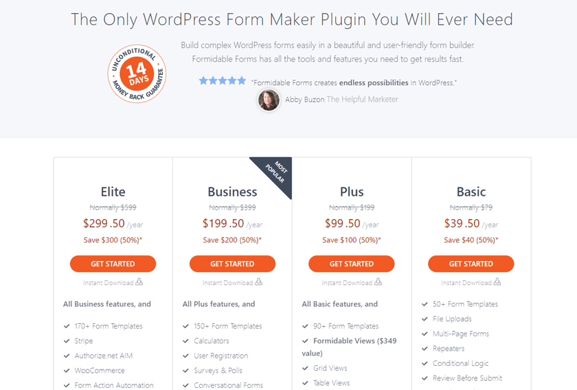 Formidable Forms prijzen