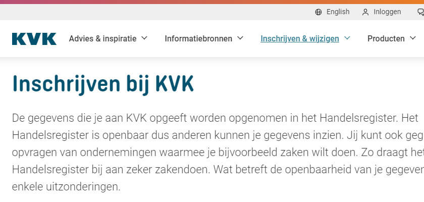 Inschrijven bij de KvK