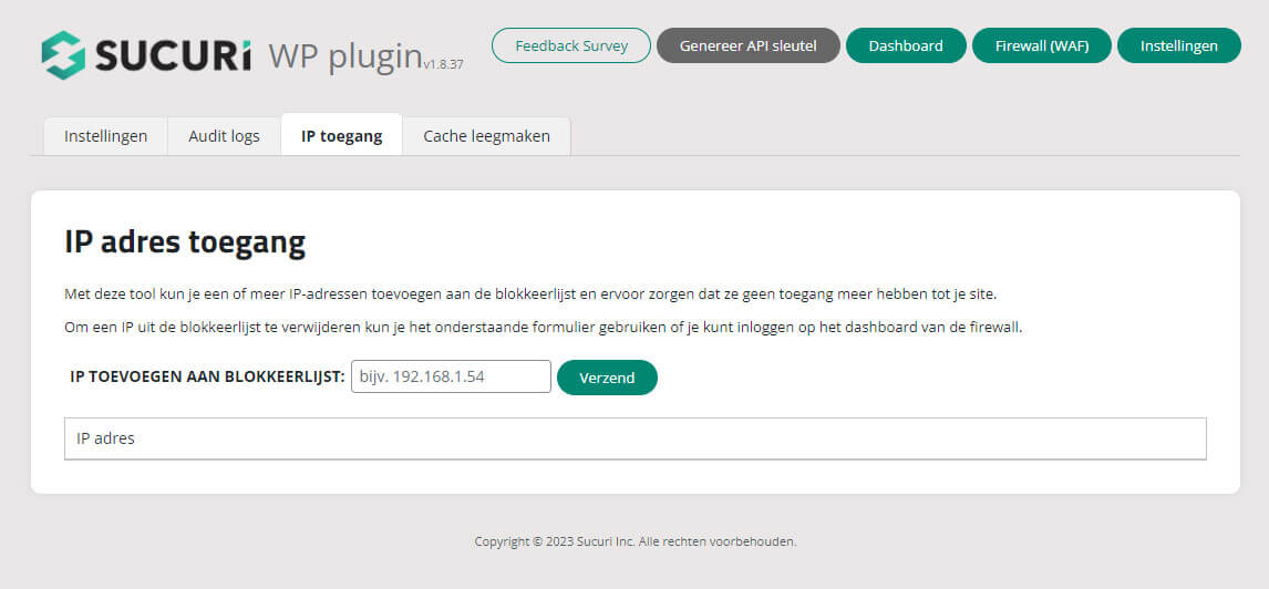 Sucuri Firewall - IP blokkeren