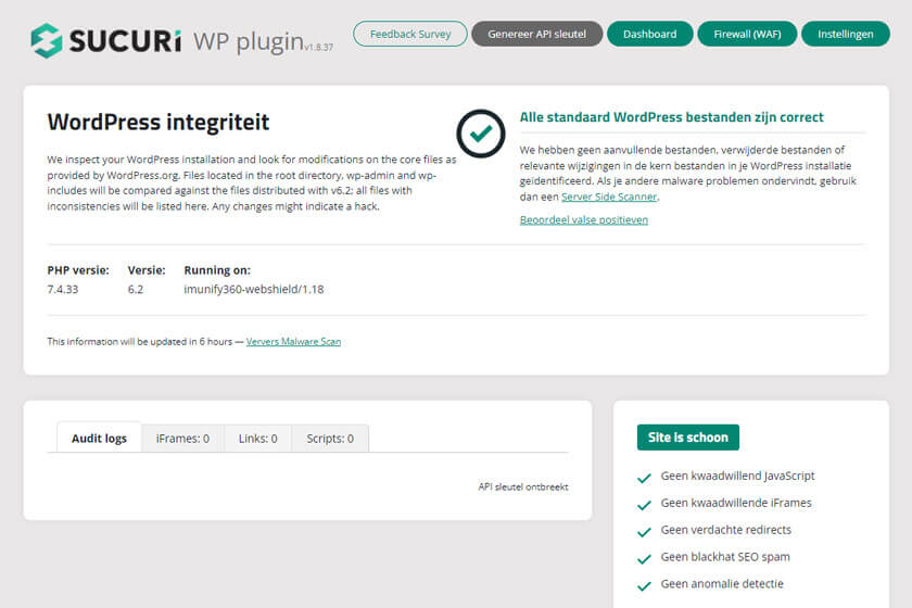Sucuri Security - Welkom scherm